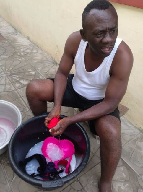 Photos: Akrobeto washing Wife’s Underwear Sets Social Media On Fire