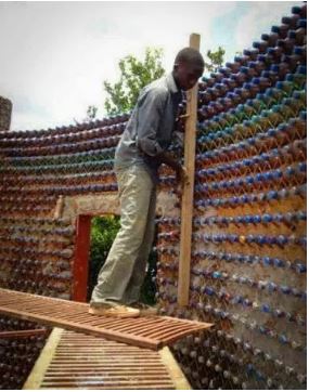 Men Build Houses With An Empty Plastic Bottles