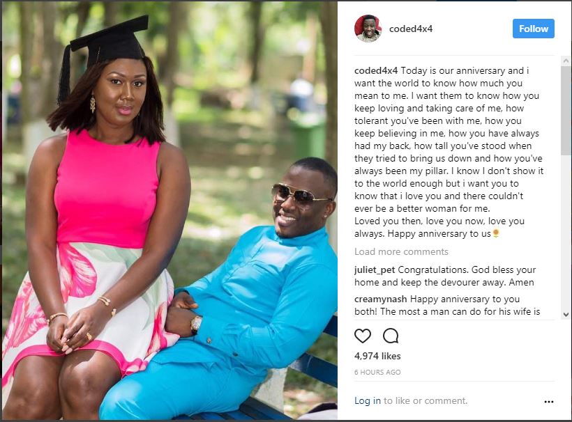 4X4Coded Adores His Wife As They Celebrate Their Fifth Wedding Anniversary