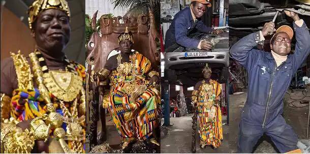 Photos:Meet the Ghanaian King who is also a mechanic in Germany-He rules through Skype