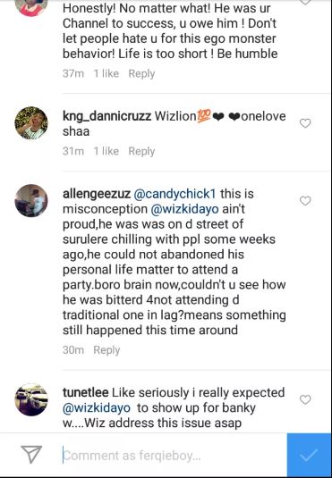 Fans Descend On Wizkid For Not Attending Any Of Banky W's Wedding