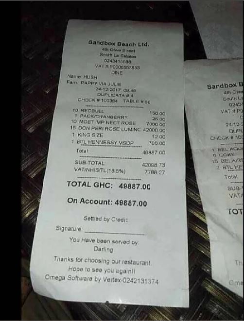 Someone Spent Amount Of Gh¢49,887 At A Restaurant In Accra On Christmas Eve