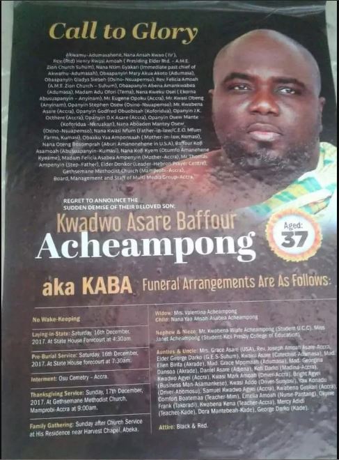 KABA Funeral Poster