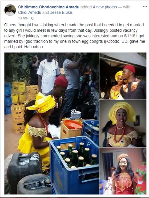 Man Posts Online That He Needs A Wife