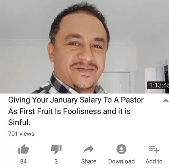 Giving All Your January Salary To Pastor As First Fruit Is Sinful” — Daddy Freeze And Omotola