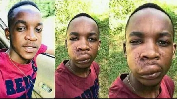 26 Year Old Guy Beaten By His Sugar Mummy For Cheating On Her.