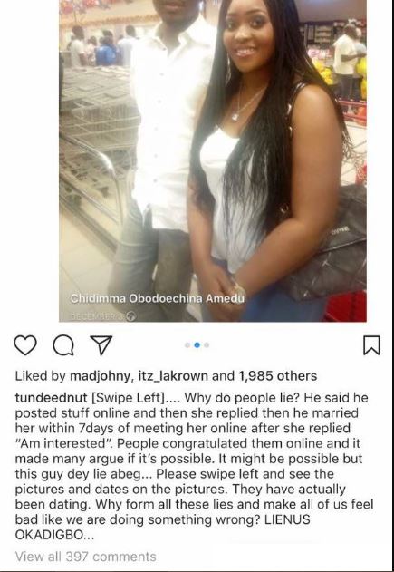 Man Who Said He Met And Married His Wife In 7 Days Probably Lied