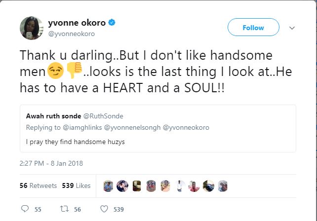 "I Don't Like Handsome Men" - Yvonne Okoro Reveals