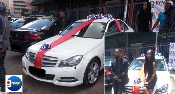 Photos: Lady surprises boyfriend with brand new Mercedes Benz as Valentines’s Day
