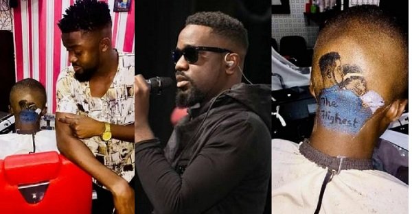Sarkodie Rates A Barber 100% After He Designed Himself And Titi On A Client's Head [Photos+Video]