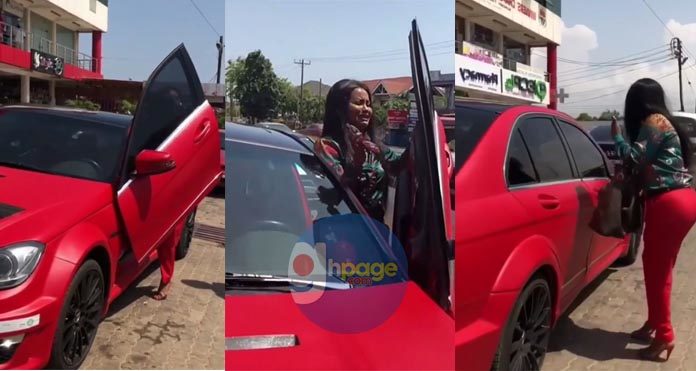 Video: Nana Ama McBrown “Storms” town with her Flashy Red Mercedes Benz