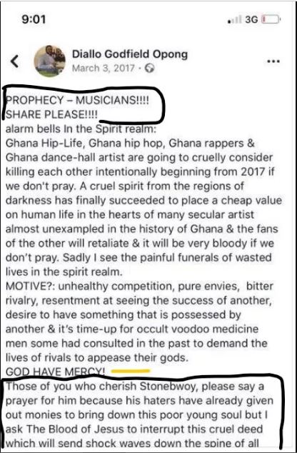 Flashback To March 3, 2017: This Is How A Prophet Prophesied How Stonebwoy’s Enemies Are Going To Use Money To Pull Him Down And It’s Happening Now