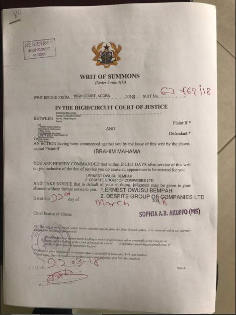 Ibrahim Mahama Sues UTV And Owusu Bempah For Defamation Requesting Ghc 2m In Damages