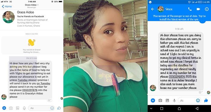 BUSTED! Social Media Users Shares Screenshots Of Chats They Had With A Facebook Nurse Disturbing Them For Just GHC 10