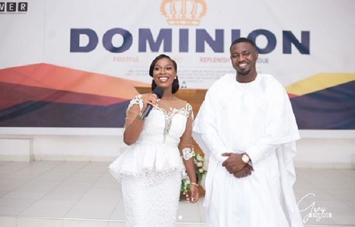 John Dumelo And His Wife Storms Church For The First Time As A Couple In All-White Apparels