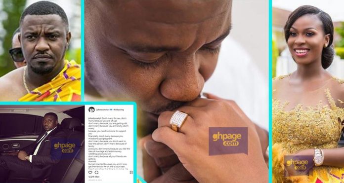 John Dumelo outlined the reasons why you should get married