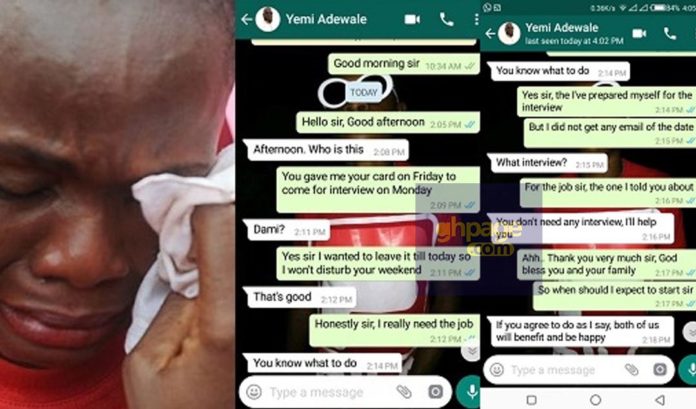 Nigerian Lady Shares Chat She had With A Man Who Requested For S*x Before Giving Her A Job