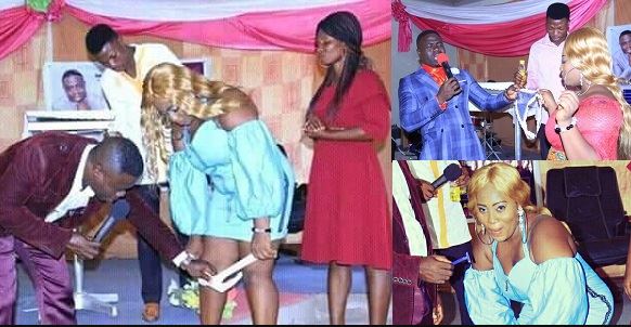 Lady, Piesie Asamoah Gifty, whose pant was removed by ”Pastor” reacts to trending photos