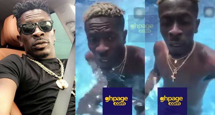 Shatta Wale's Manhood Exposes As His Swims In A Pool