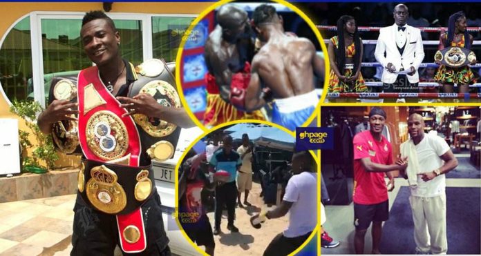 Asamoah Gyan displays his boxing skills