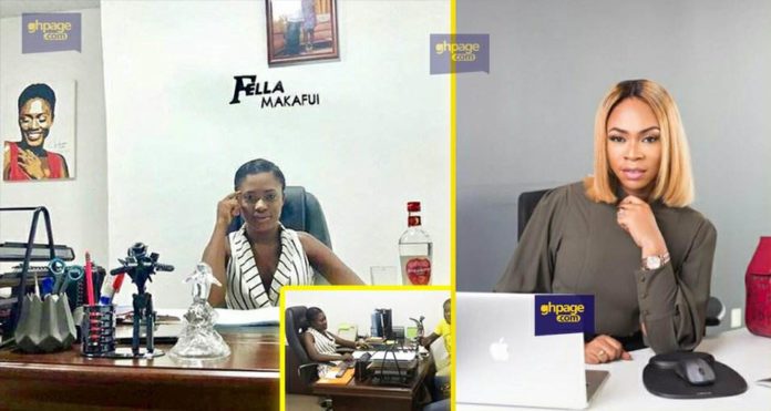 Fella Makafui chills with Shatta Michy in her new office