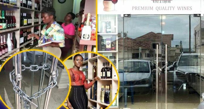 New photos of Fella Makafui's wine shop under lock and chain trends online