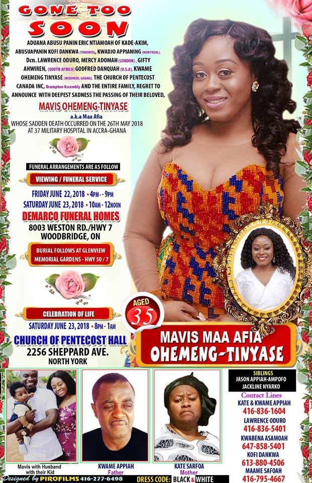 Photos+Video of a young Canadian based Ghanaian woman Mavis Maa Afia Ohemeng-Tinyase who died at 37 military hospital stirs emotions on social media