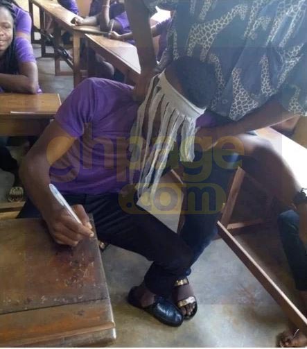 Photos: Student who dressed like Anas Aremeyaw prevented from partaking in a final year exam