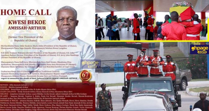 The final burial and funeral rites for Ghana’s former Vice President, Paa Kwesi Bekoe Amissah Arthur started today Thursday, July 26, 2018.