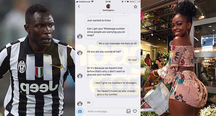 Germany-based Instagram model, Ohemaa Glory exposes Kwadwo Asamoah, shares screenshot of their chat