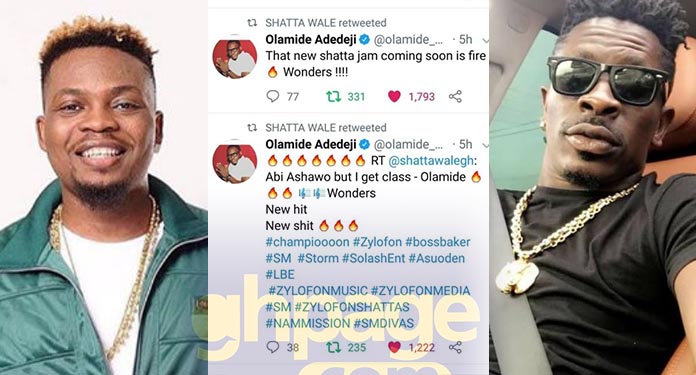 Olamide reacts after getting Shatta Wale to feature on his song