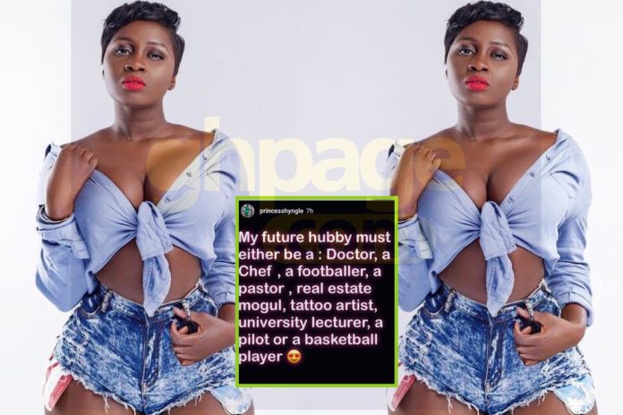 Princess Shyngle makes list of professions her future husband must be into