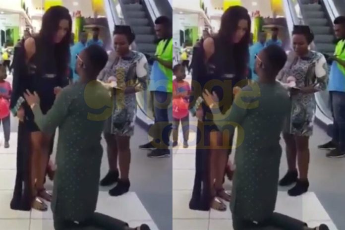 Lady slaps her boyfriend so hard for proposing to her in public