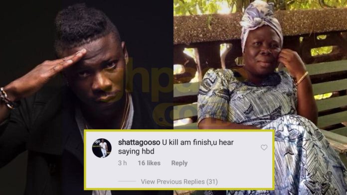 Stonebwoy loses his cool after an SM fan accused him of killing his mum