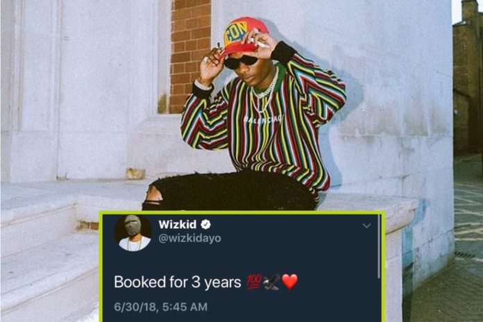 Wizkid reveals he is booked till 2021