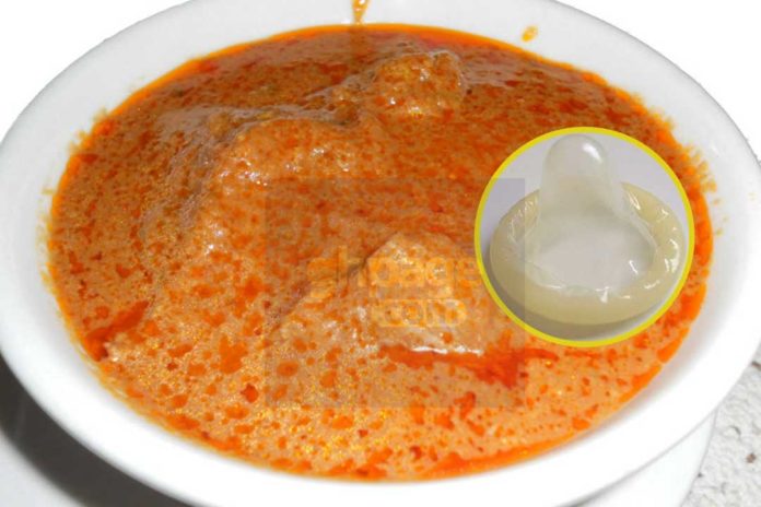 Used condom found in groundnut soup