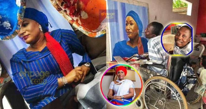 Man with no legs and hands draws an exquisite portrait of Samira Bawumia