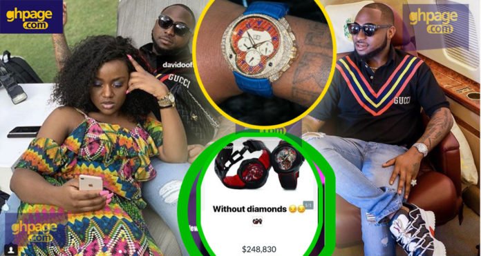 Davido flaunts his newly acquired expensive diamond encrusted wristwatch