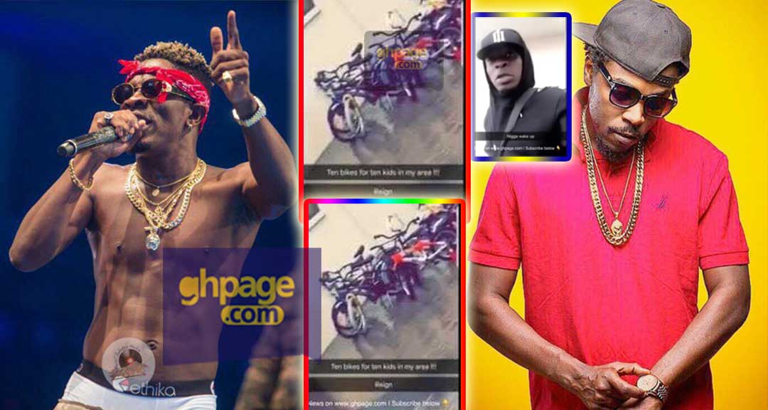 Shatta Wale jabs Kwaw Kese as he shares bicycles to his area kids