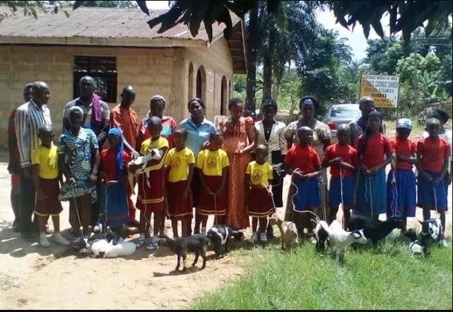 Primary school best students received kids(young goats) as awards