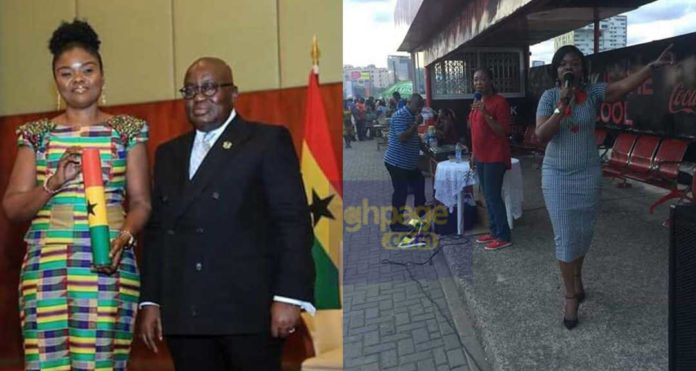 Photos of recently appointed Electoral Commission Boss of Ghana preaching at a bus stop goes viral [SEE]