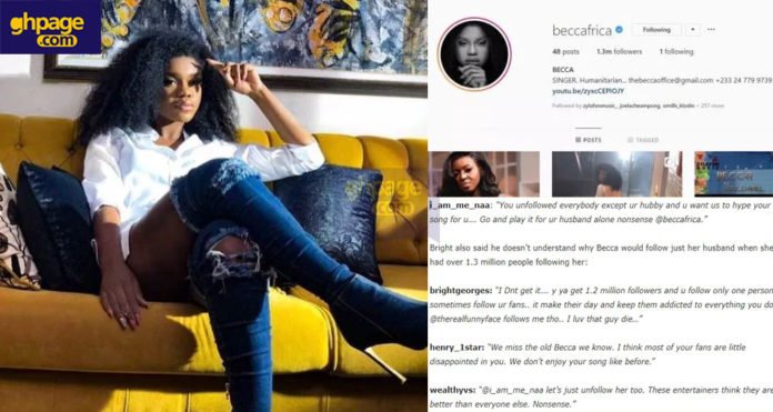 Fans angrily insult Becca after she unfollowed everyone on Instagram, except her husband