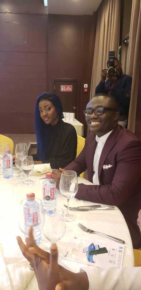Bola Ray and Caroline at the Huawei Y9 launch