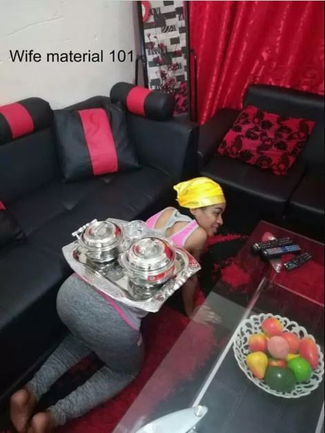 Lady reveals she serves her husband food by crawling, advises ladies to do same