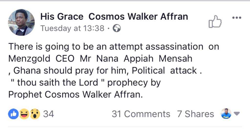 Nana Appiah Mensah to be assassinated