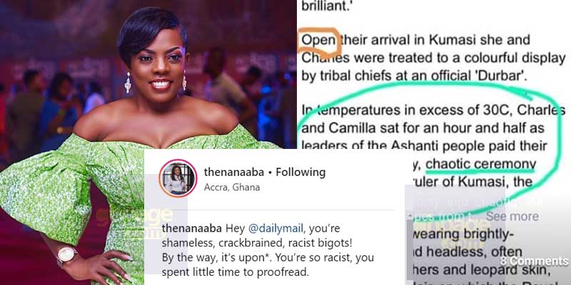 Nana Aba blasts UK’s Daily Mail for racist report upon Prince Charles’ visit to Ghana