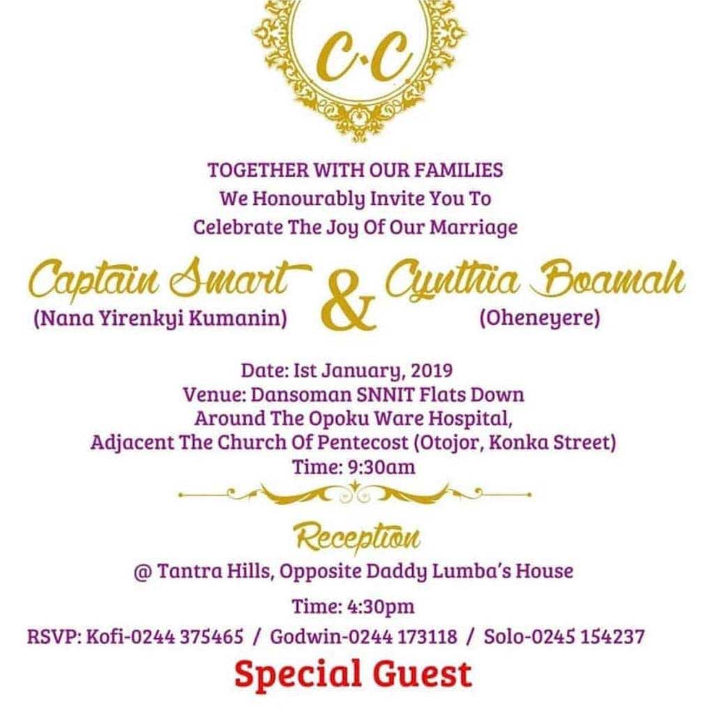 Captain Smart wedding invitation 