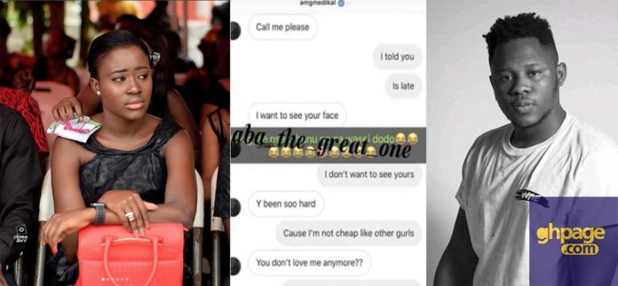 Leaked message between Medikal and his side chic pops up on social media
