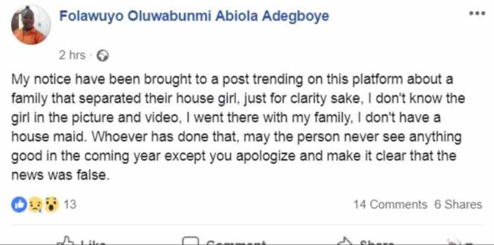 Mrs Abiola Facebook post screenshot 