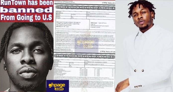 Musician Runtown banned from entering the United States